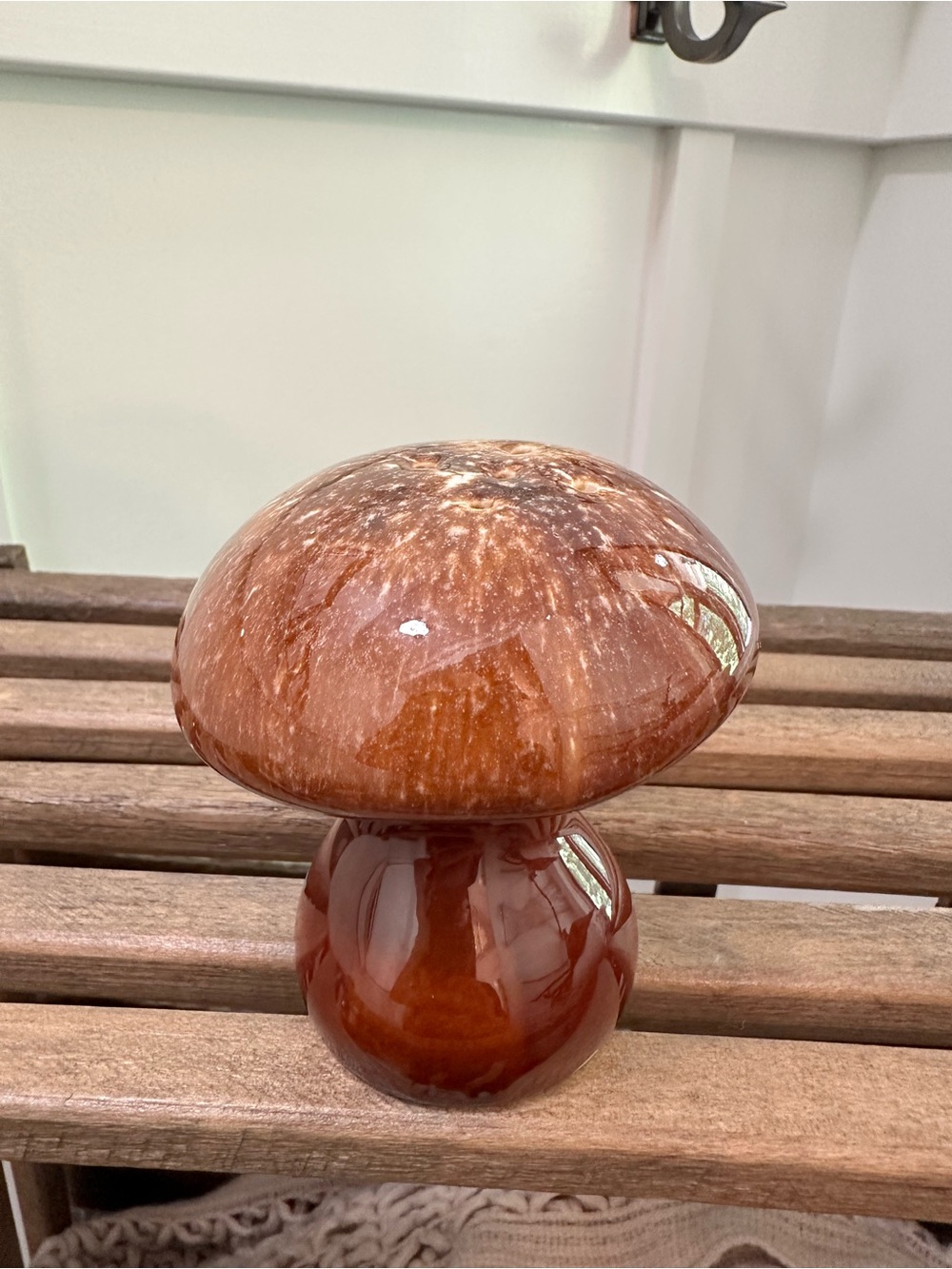 Glazed Ceramic Mushroom Salt or Pepper Shaker Accent Sculpture - Brown Drip 4” - Picture 2 of 14